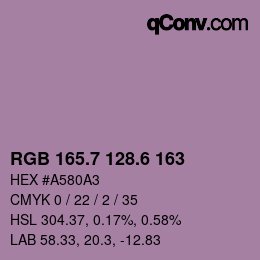 カラーコード: RGB 165.7 128.6 163 | qconv.com