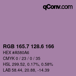 カラーコード: RGB 165.7 128.6 166 | qconv.com