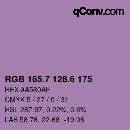 カラーコード: RGB 165.7 128.6 175 | qconv.com