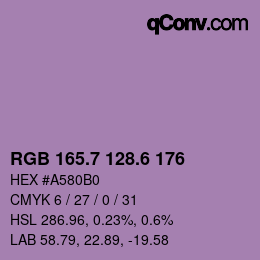 カラーコード: RGB 165.7 128.6 176 | qconv.com