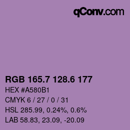 カラーコード: RGB 165.7 128.6 177 | qconv.com