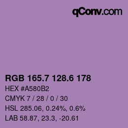 カラーコード: RGB 165.7 128.6 178 | qconv.com