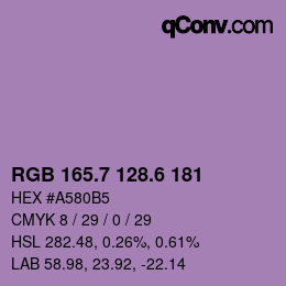 カラーコード: RGB 165.7 128.6 181 | qconv.com