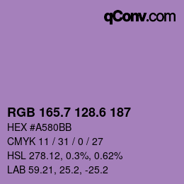 カラーコード: RGB 165.7 128.6 187 | qconv.com