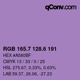 カラーコード: RGB 165.7 128.6 191 | qconv.com