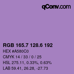カラーコード: RGB 165.7 128.6 192 | qconv.com