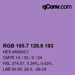 カラーコード: RGB 165.7 128.6 193 | qconv.com
