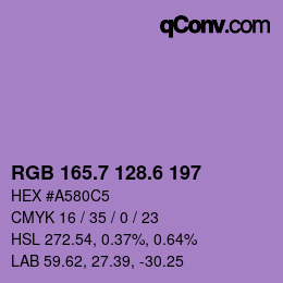 カラーコード: RGB 165.7 128.6 197 | qconv.com