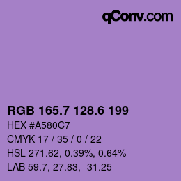 カラーコード: RGB 165.7 128.6 199 | qconv.com