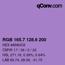 カラーコード: RGB 165.7 128.6 200 | qconv.com