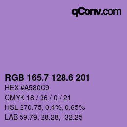 カラーコード: RGB 165.7 128.6 201 | qconv.com