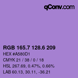 カラーコード: RGB 165.7 128.6 209 | qconv.com