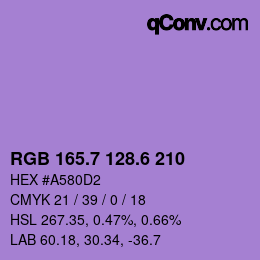 カラーコード: RGB 165.7 128.6 210 | qconv.com