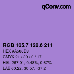 カラーコード: RGB 165.7 128.6 211 | qconv.com