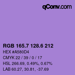 カラーコード: RGB 165.7 128.6 212 | qconv.com