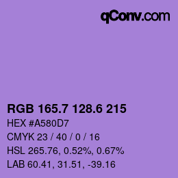 カラーコード: RGB 165.7 128.6 215 | qconv.com
