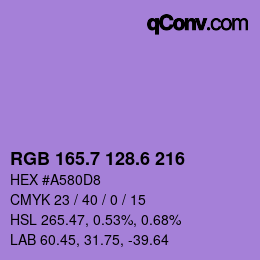 カラーコード: RGB 165.7 128.6 216 | qconv.com