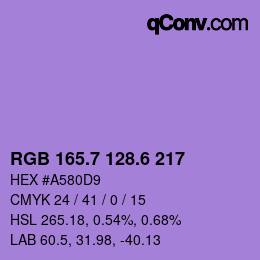 カラーコード: RGB 165.7 128.6 217 | qconv.com