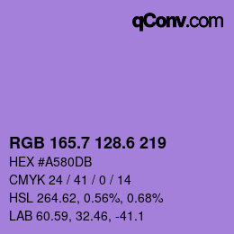 カラーコード: RGB 165.7 128.6 219 | qconv.com