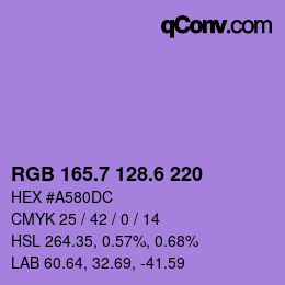 カラーコード: RGB 165.7 128.6 220 | qconv.com