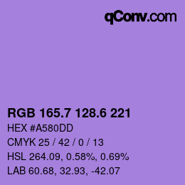 カラーコード: RGB 165.7 128.6 221 | qconv.com