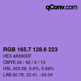 カラーコード: RGB 165.7 128.6 223 | qconv.com