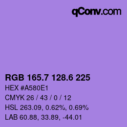 カラーコード: RGB 165.7 128.6 225 | qconv.com