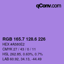 カラーコード: RGB 165.7 128.6 226 | qconv.com