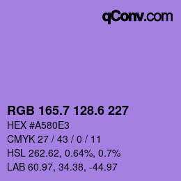 カラーコード: RGB 165.7 128.6 227 | qconv.com