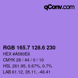 カラーコード: RGB 165.7 128.6 230 | qconv.com