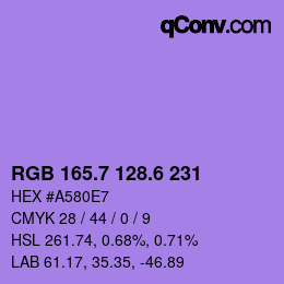 カラーコード: RGB 165.7 128.6 231 | qconv.com