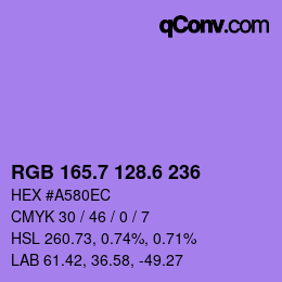 カラーコード: RGB 165.7 128.6 236 | qconv.com