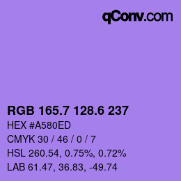 カラーコード: RGB 165.7 128.6 237 | qconv.com