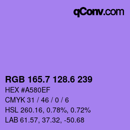 カラーコード: RGB 165.7 128.6 239 | qconv.com