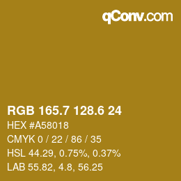 カラーコード: RGB 165.7 128.6 24 | qconv.com