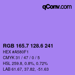 カラーコード: RGB 165.7 128.6 241 | qconv.com