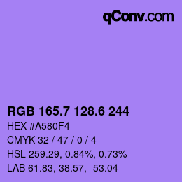 カラーコード: RGB 165.7 128.6 244 | qconv.com