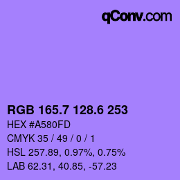 カラーコード: RGB 165.7 128.6 253 | qconv.com
