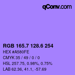 カラーコード: RGB 165.7 128.6 254 | qconv.com