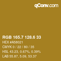 カラーコード: RGB 165.7 128.6 33 | qconv.com