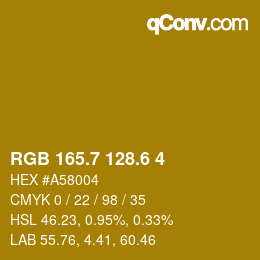 カラーコード: RGB 165.7 128.6 4 | qconv.com