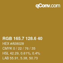 カラーコード: RGB 165.7 128.6 40 | qconv.com
