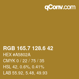 カラーコード: RGB 165.7 128.6 42 | qconv.com