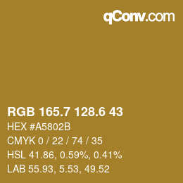 カラーコード: RGB 165.7 128.6 43 | qconv.com