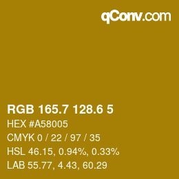 カラーコード: RGB 165.7 128.6 5 | qconv.com