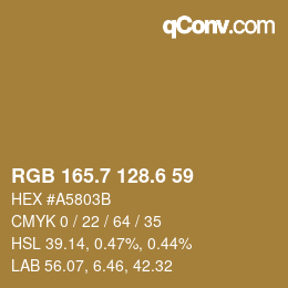 カラーコード: RGB 165.7 128.6 59 | qconv.com