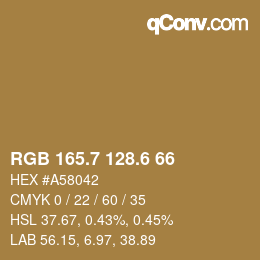 カラーコード: RGB 165.7 128.6 66 | qconv.com