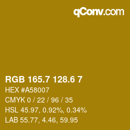 カラーコード: RGB 165.7 128.6 7 | qconv.com