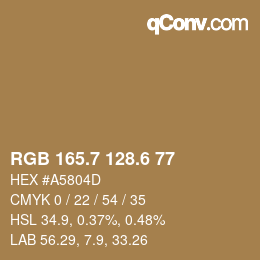 カラーコード: RGB 165.7 128.6 77 | qconv.com