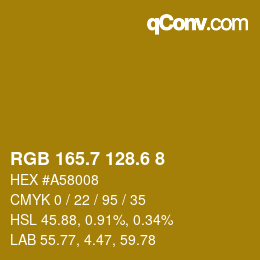 カラーコード: RGB 165.7 128.6 8 | qconv.com
